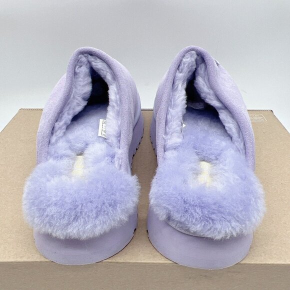 UGG Disquette Genuine Shearling Platform Fur Slide Slipper Sage Blossom Wms US 7 - Picture 8 of 13